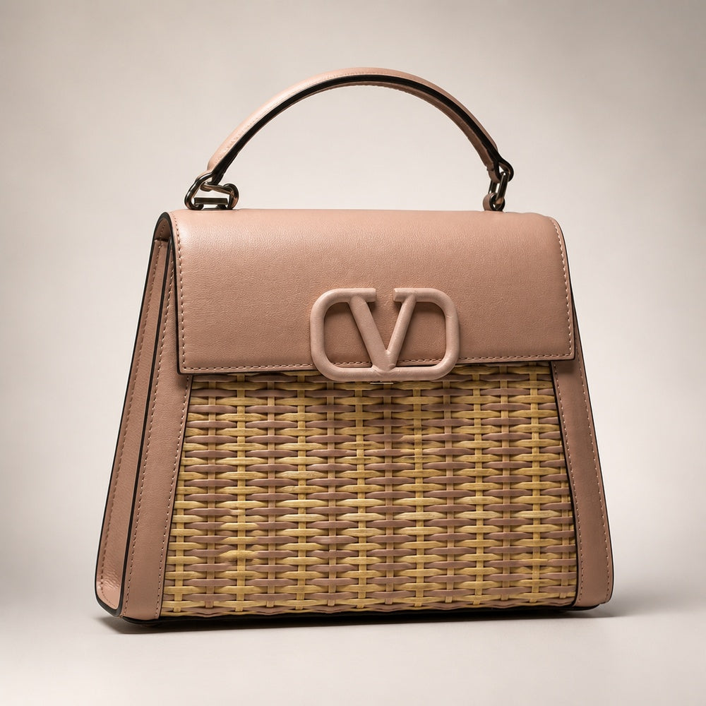Valentino Garavani VLogo Signature Wicker Top Handle Bag