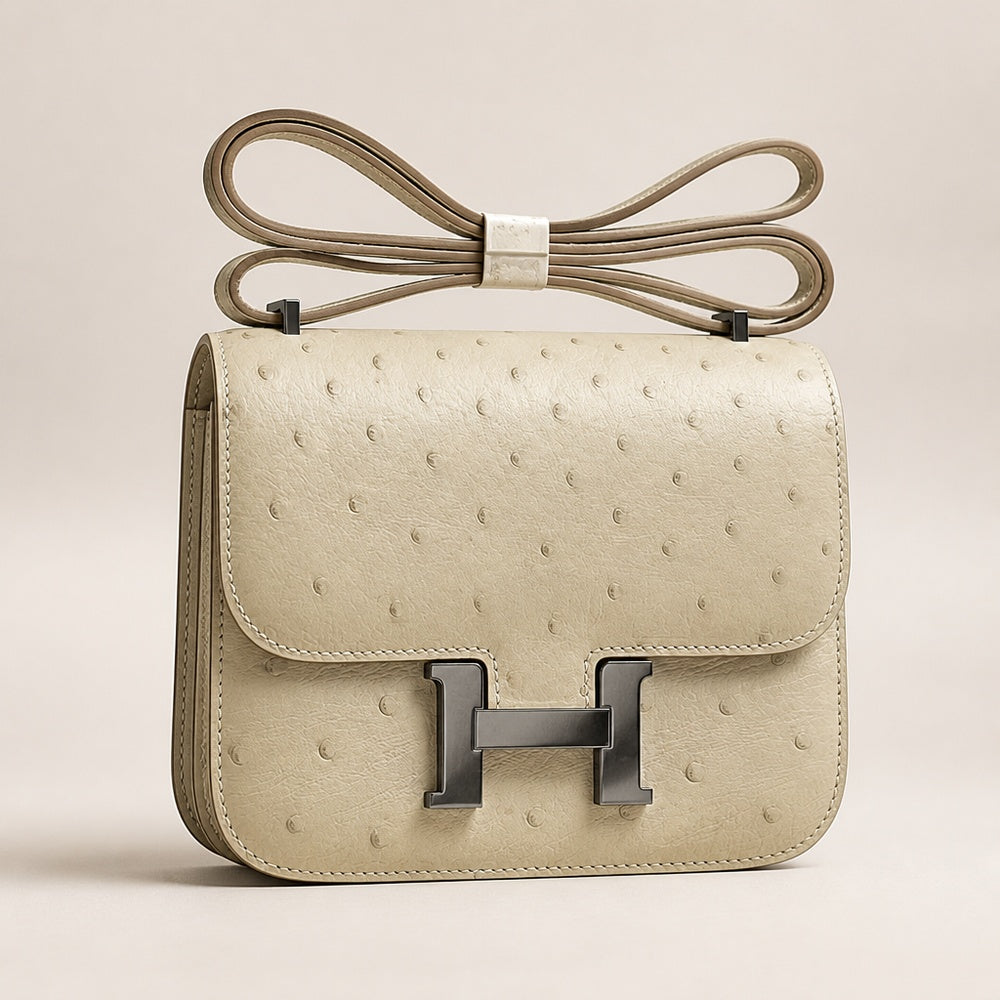 Hermès Constance 18 Ostrich Craie