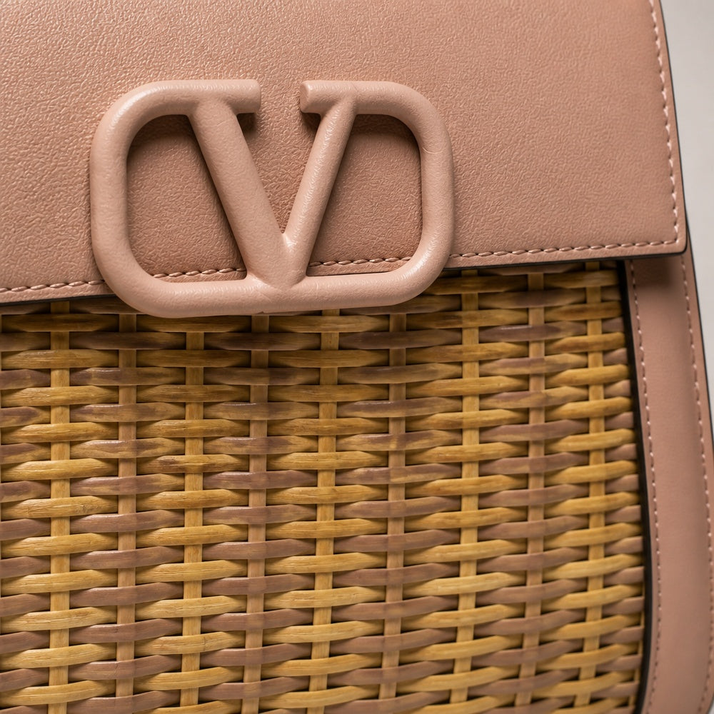 Valentino Garavani VLogo Signature Wicker Top Handle Bag